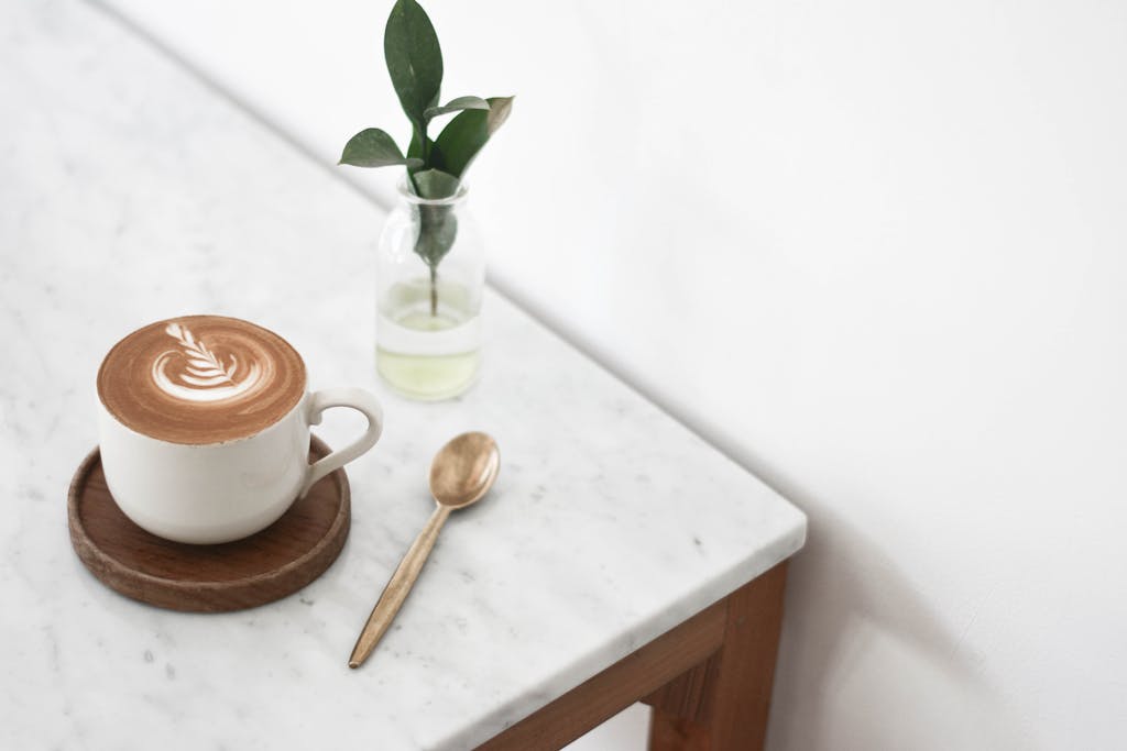 White Ceramic Cup Filled With Cappuccino